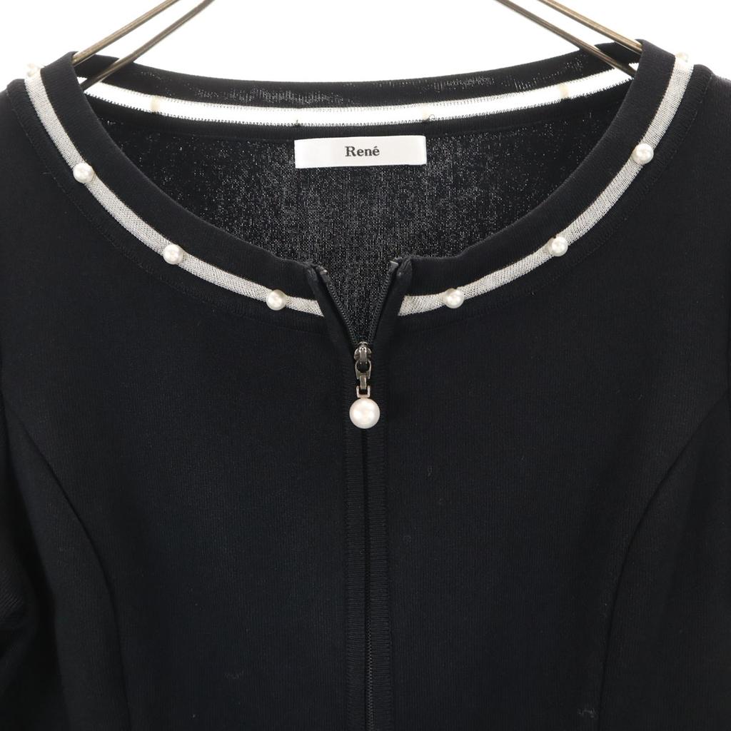 Rene сделано в Японии Трикотажный кардиган на молнии с длинным рукавом 38 черный Женский Б/У