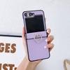 Litchi Patterned Leather Phone Case for Samsung Galaxy Z Flip 6 5 4 3 Flip6 Flip5 Flip4 Flip3 5G Ring Holder Shockproof Cover