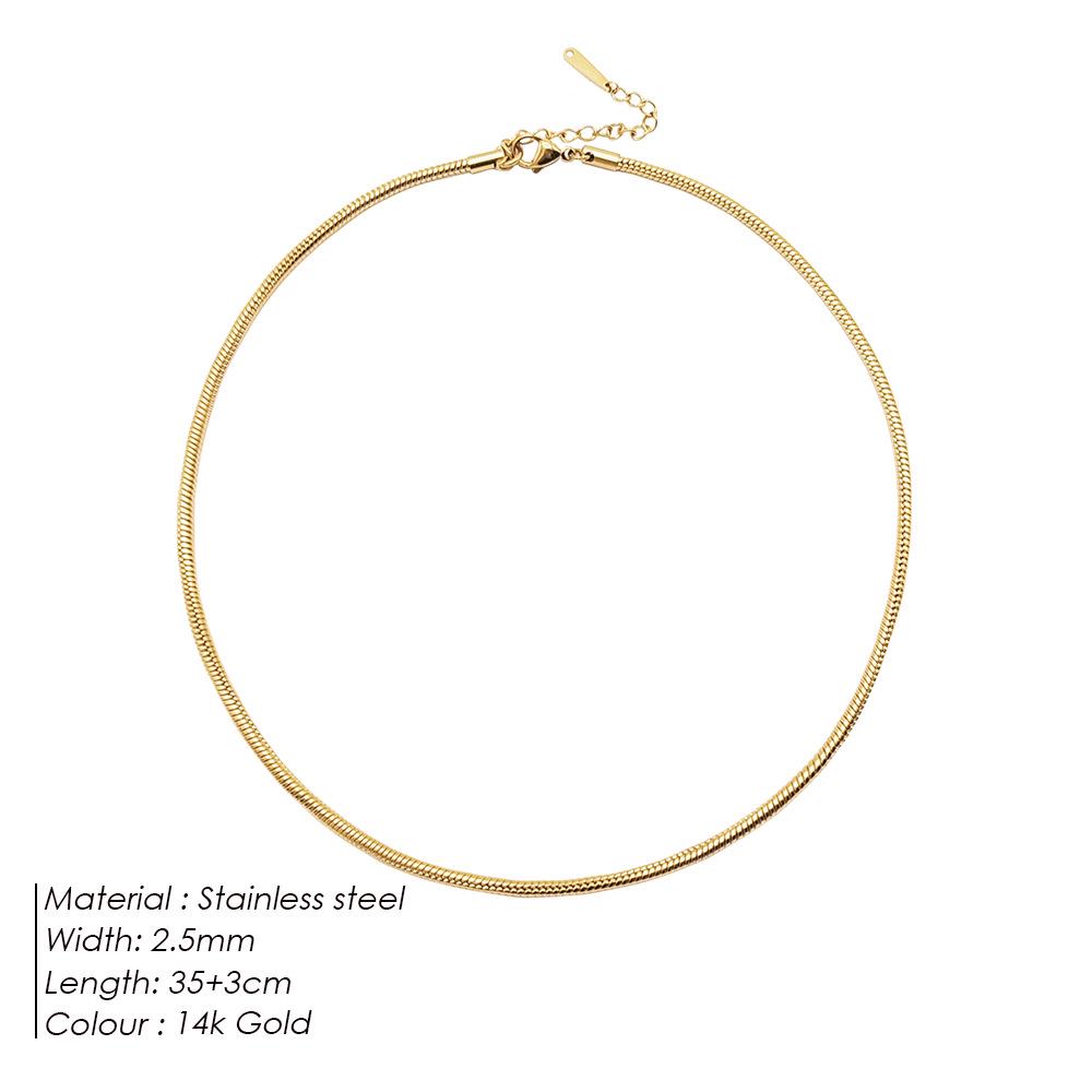 Ожерелье из круглой цепочки из титановой стали eManco — простой европейский/американский стиль для женщин и пар, длинная цепочка в виде змеиной кости, дизайн в виде ключицы.