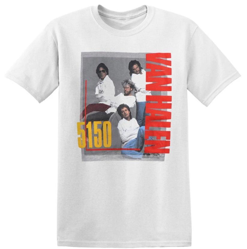Van-Halen Hagar 5150 Tour 1986 Concert White Men Rock Band Vintage Shirt Unisex