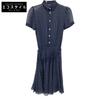 211591110001 Navy Dot Silk 100% Short Sleeve Dress Dress 2 NavyUsed