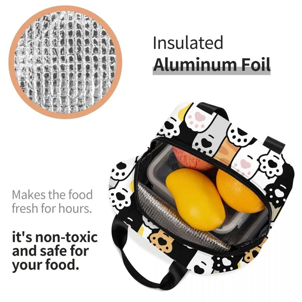 Сумка для ланча с изоляцией Stand Paws Кошка Женщины Дети Охладитель Термальный Портативный Коробка Пакет со льдом Тоут