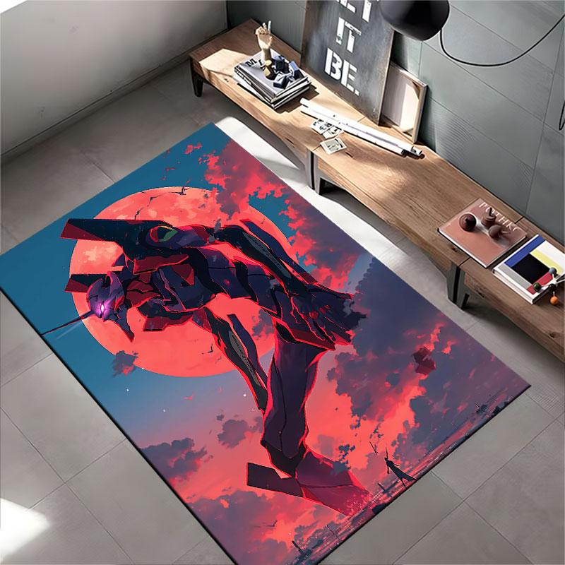 Giant Robot Under Red Moon suitable as a non-slip mat for the living room or bedroom sofa