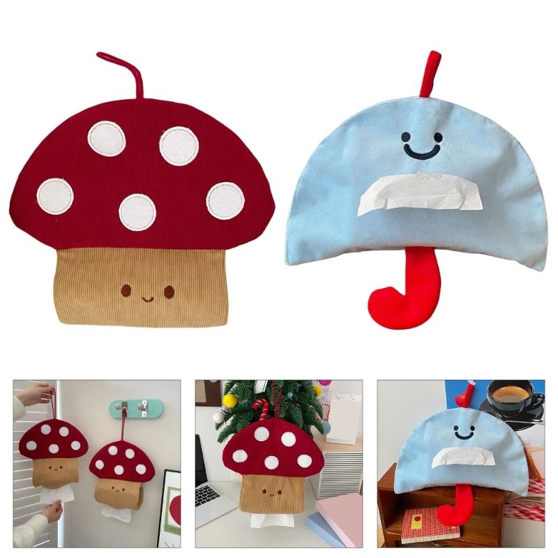 Unique Fabric Mushroom Wall Mounted Tissue Dispenser for Bathroom Kitchen or Office Storage Solution Daily Use