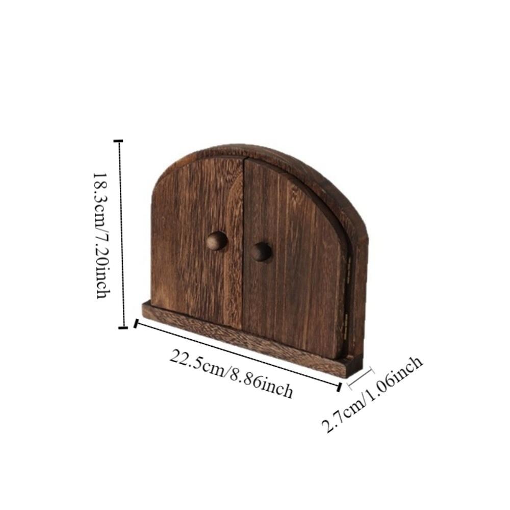 Rustic Style Solid Wood Switch Cover Double Door Design Switch Protector Living Room