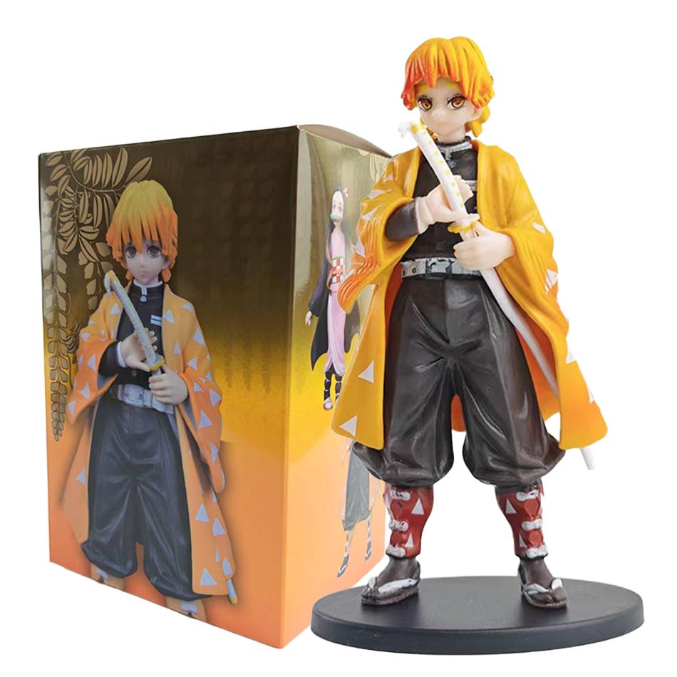 Аниме Фигурка Истребитель Демонов - Камадо Тандзиро с Агацума Дзэницу и Нэдзуко ПВХ Модель Игрушки Kimetsu No Yaiba Воины