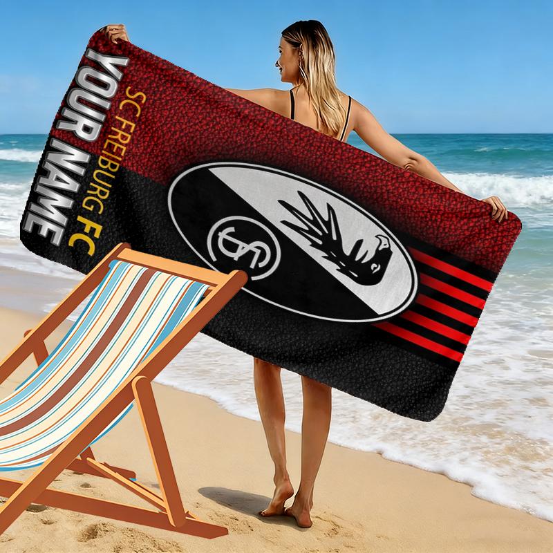 Custom Name SC Freiburg Print Beach Towel, Large Soft Quick Dry Towel for Beach Camping Swimming_xia