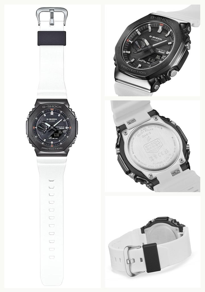 Часы Casio Белые с Прочными и Материалами G-Shock GBM-2100B-7AJF Мужские Bluetooth, Солнечные, Экологичные