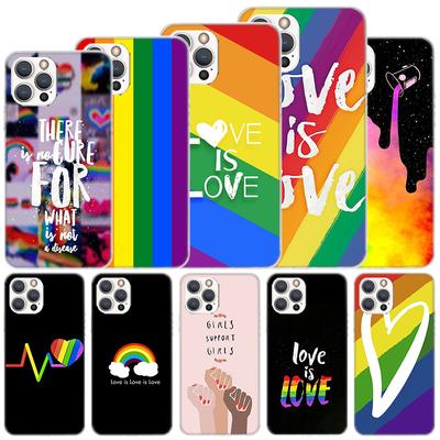 Мягкий чехол Love Is Love ЛГБТ Радуга для iPhone 11 12 13 Mini 14 Pro Max Apple Phone Cover X XS XR SE 7 Plus 8 + 6 6S 5S Funda Co