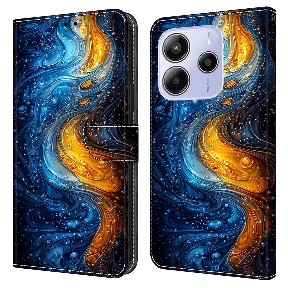 Для Xiaomi Redmi Note 14 5G Кожаный чехол С печатью рисунка Кошелек Подставка Флип-чехол для телефона