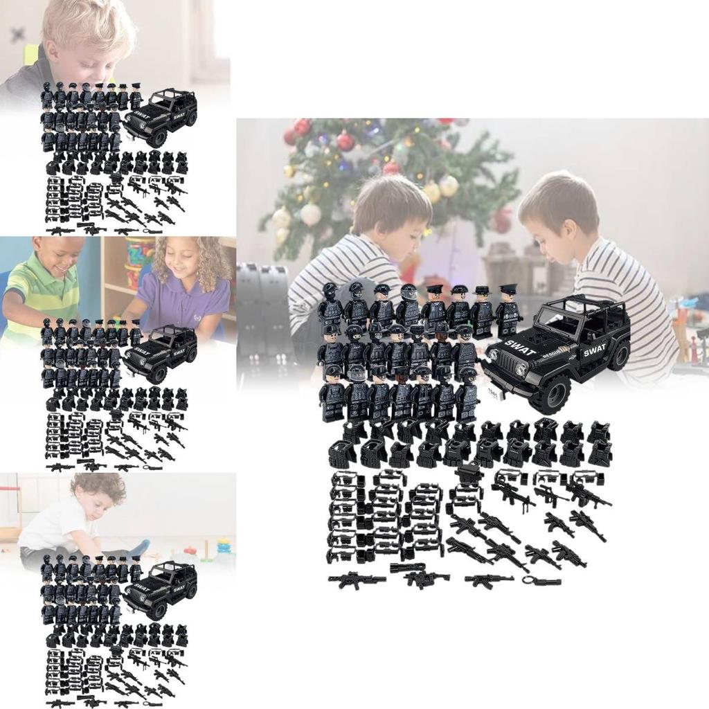 Military Action Figure Police Swat Black Special Forces Building Block Set For Kids