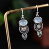 1Pair Chic Dangle Hook Vintage Jewelry Multi-Gemstone Ear Stud Moonstone Earrings Turquoise Amethyst