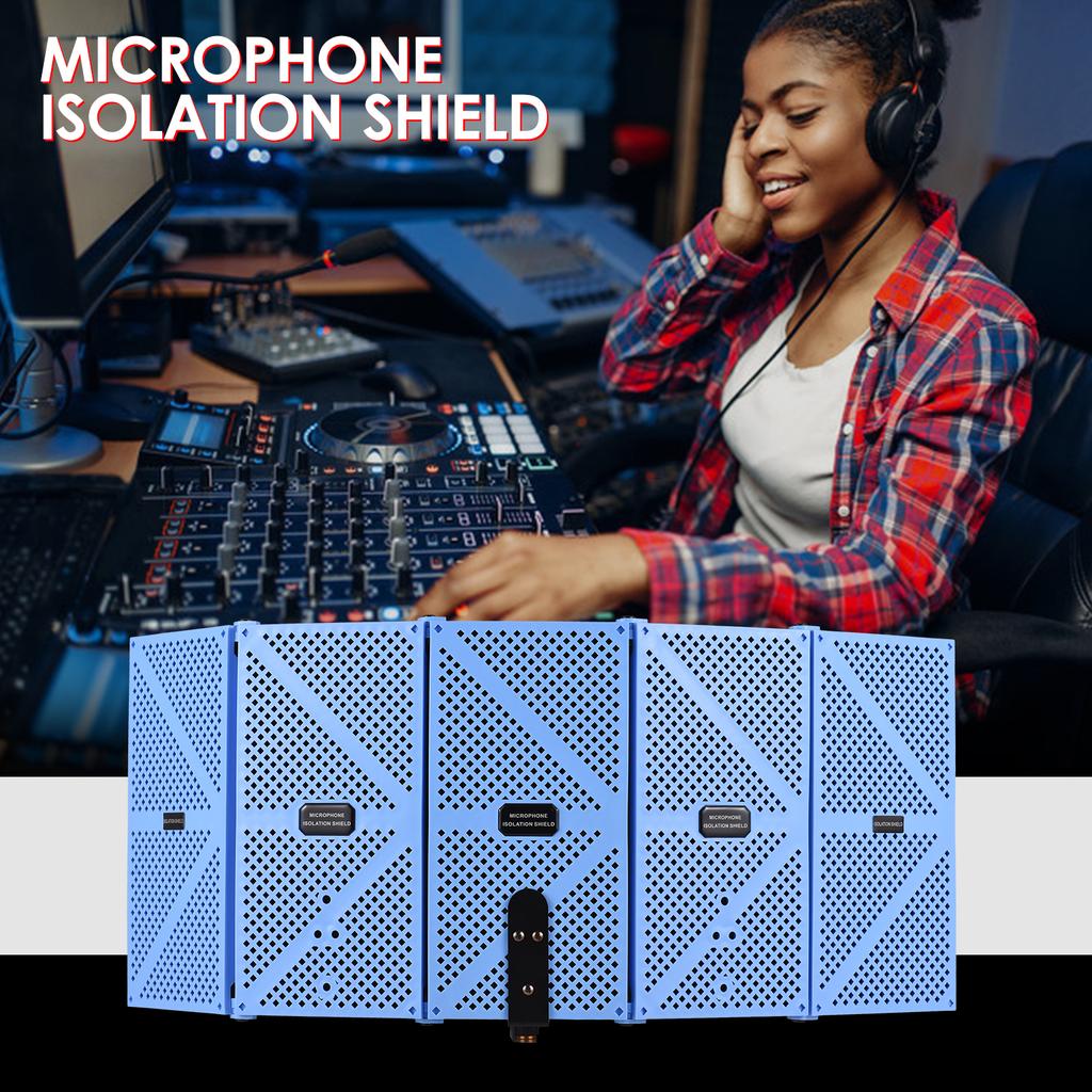 5-дверный профессиональный студийный микрофон для записи, изолирующий экран, складной поп-фильтр, микрофон, ветер