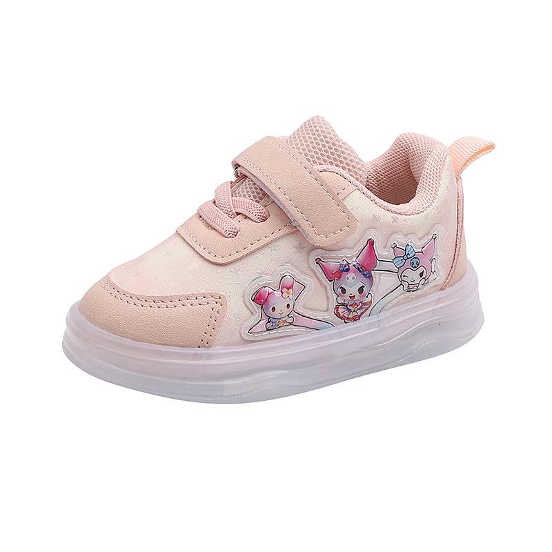 Girls LED Light Up Shoes Leather Soft Sole Sneakers Casual Walking Shoes for Toddlers Age 1-5 Years Fashionable