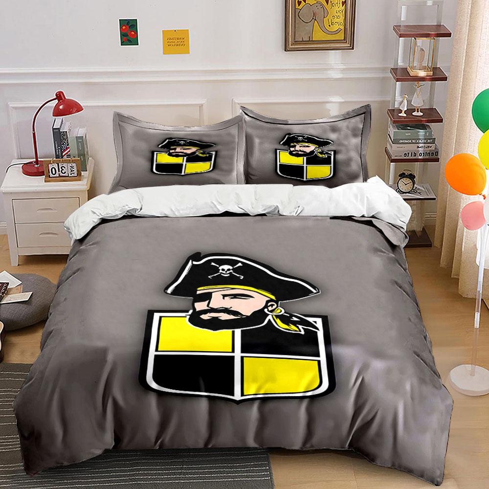 Pirate Logo with Skull Emblem Design Print Bedding Set Duvet Cover Pillowcases (1* Duvet Cover 2* Pillowcases Do Not Include Comforter)