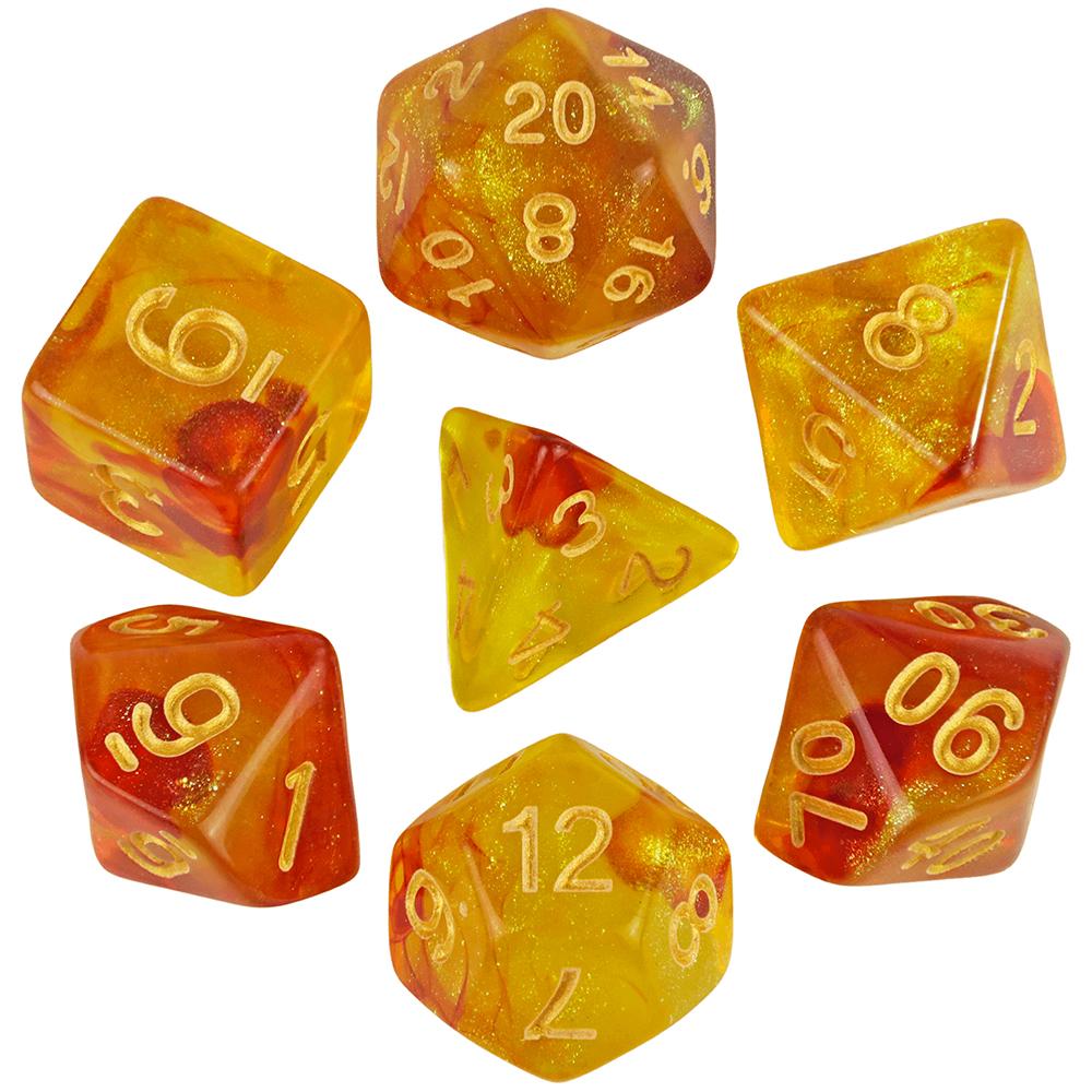 7шт. Многогранные игральные кости DND, набор игральных костей для смешивания цветов D4-D20 с блестящим порошком, потрясающий эффект для настольных игр TRPG DNDGame