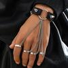 DIEZI Цепочка кубинского плетения Кольцо на палец Браслет Для мужчин Женщин Винтажный Черный ПУ Кожа Заклепки Обертывающий браслет Косплей Подарок Новые украшения