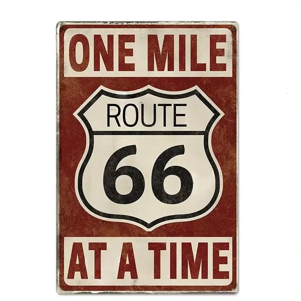 Сувенирная номерная табличка Route 66, Американский металлический знак для авто 20x30см