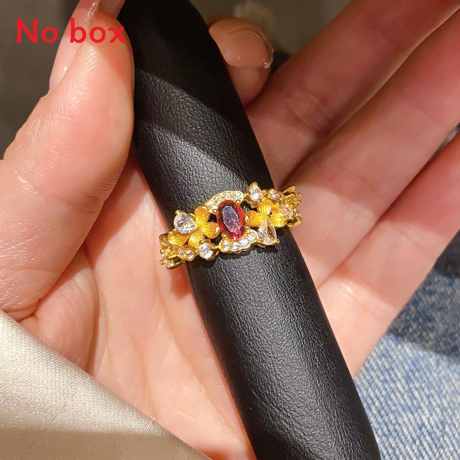 24k Gold Plated Zircon Geometric Ring With Retro Palace Style For Ladies