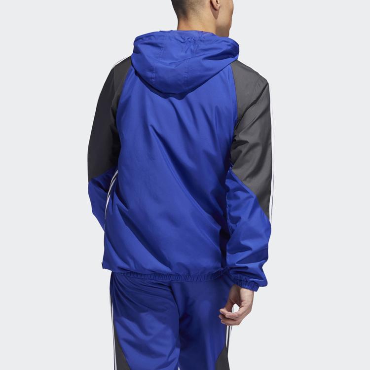 Adidas Originals Insley Colorblock Logo Sports Hooded Jacket Men Outerwear Blue DU8336