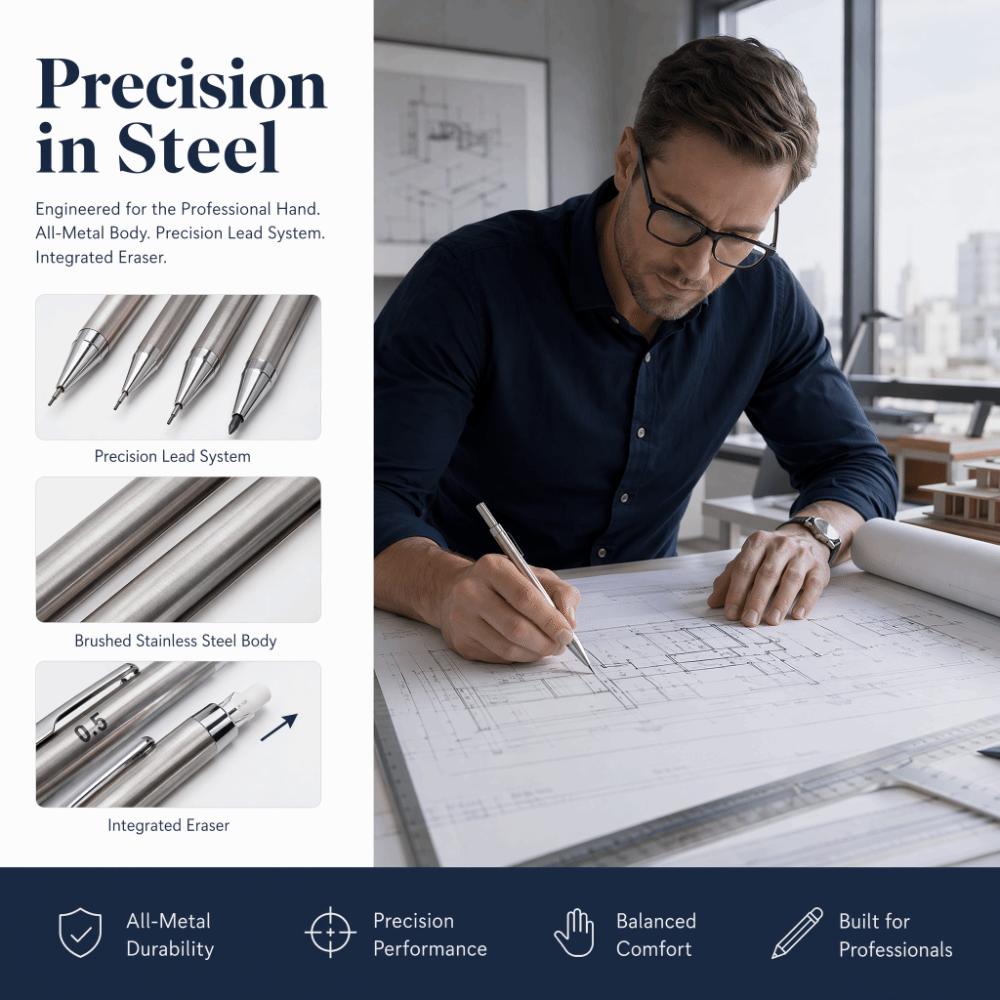Full Metal Drafting Pencil 2B Automatic Pencil Durable Drawing Pencil  School Office Supplies