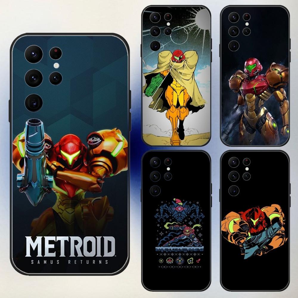 Game M-Metroid Phone Case For Samsung S24,23,22,30,21,10,9,Ultra,Plus,Lite,FE,5G Black Soft Case