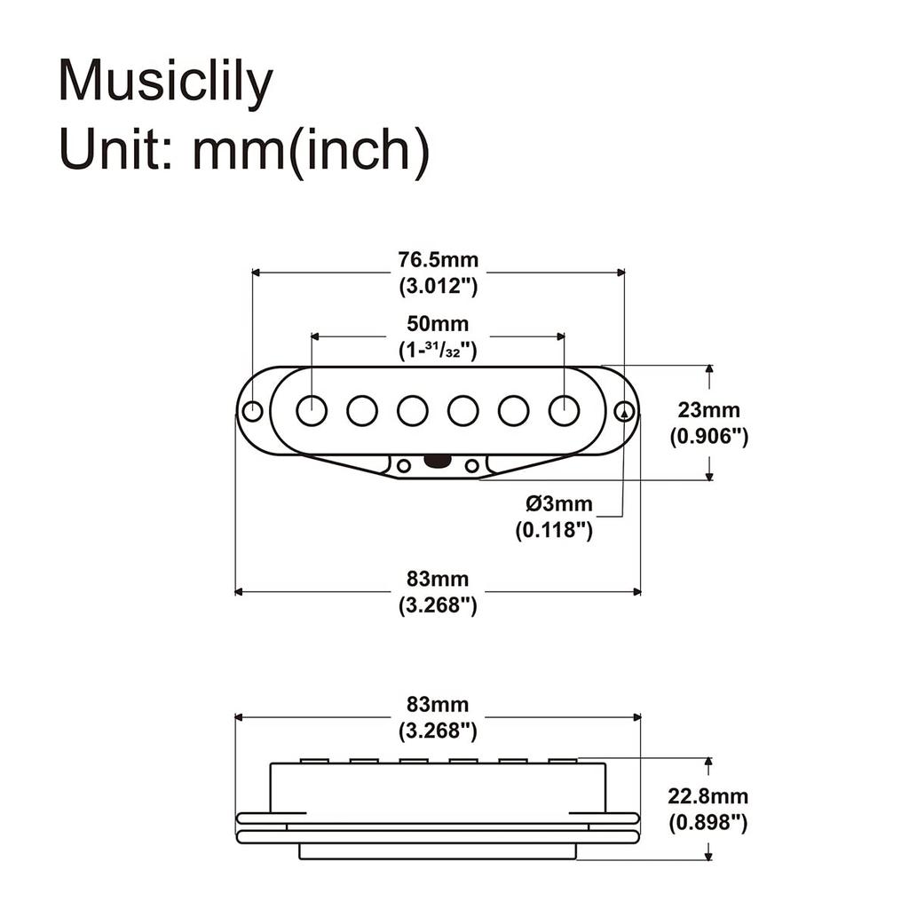 Musiclily Basic 50mm Ceramic Single Pickup Neck for Stratocaster Electric Guitar, Black