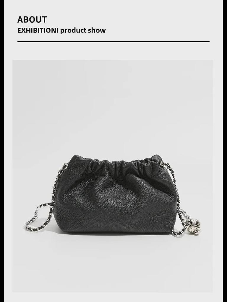 2024 Модная плиссированная кожаная сумка Cloud с золотой цепочкой – женская маленькая квадратная сумка-мессенджер через плечо