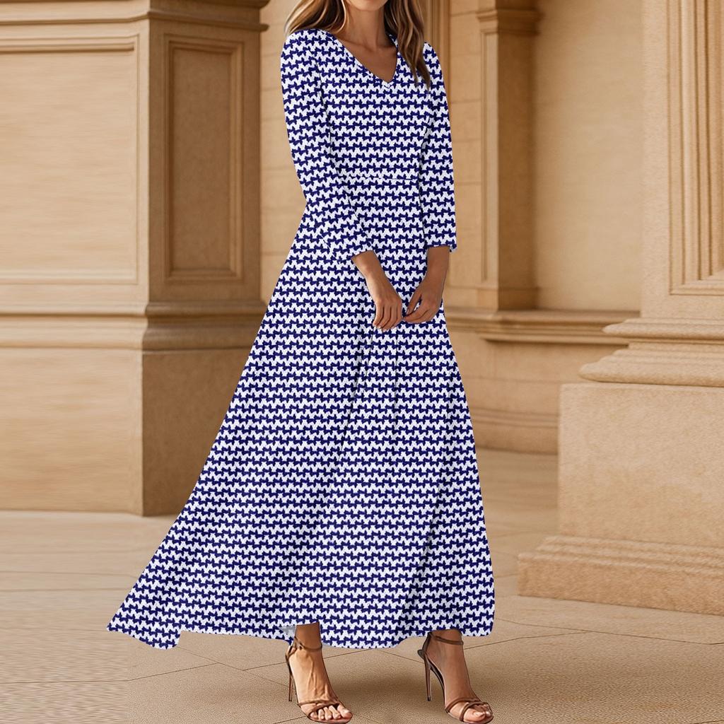 Платья для женщин Винтажное цветочное туниковое платье миди с завышенной талией Летнее повседневное платье с рукавом 3/4