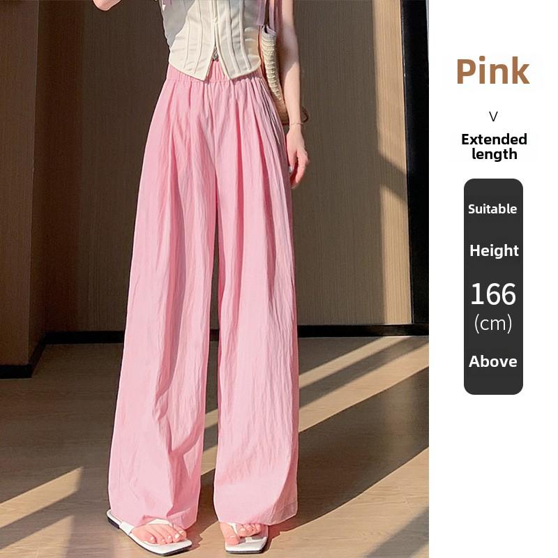 GMXIA Женские брюки Ice Silk Mountain, весна-лето и осень, с высокой талией, для похудения, свободные, прямые, солнцезащитные, ленивые, широкие брюки