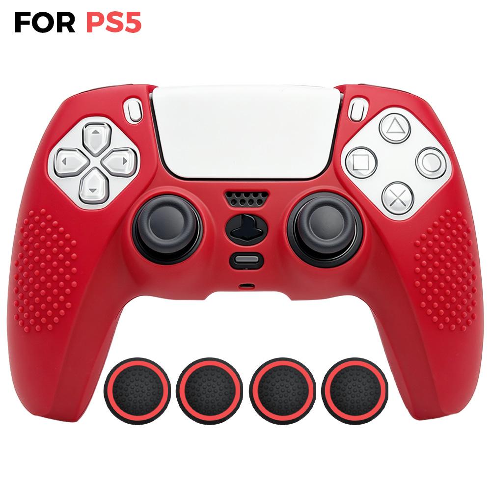 PS5 Compatible Controller Silicone Cover with Thumb Grip Caps, Anti-Slip Gamepad Skin