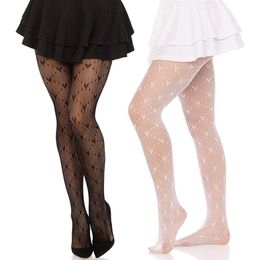 Slimming Sexy Fishnet Stockings Breathable Argyle Tights Pantyhose Funny Heart Mesh Stockings Girl