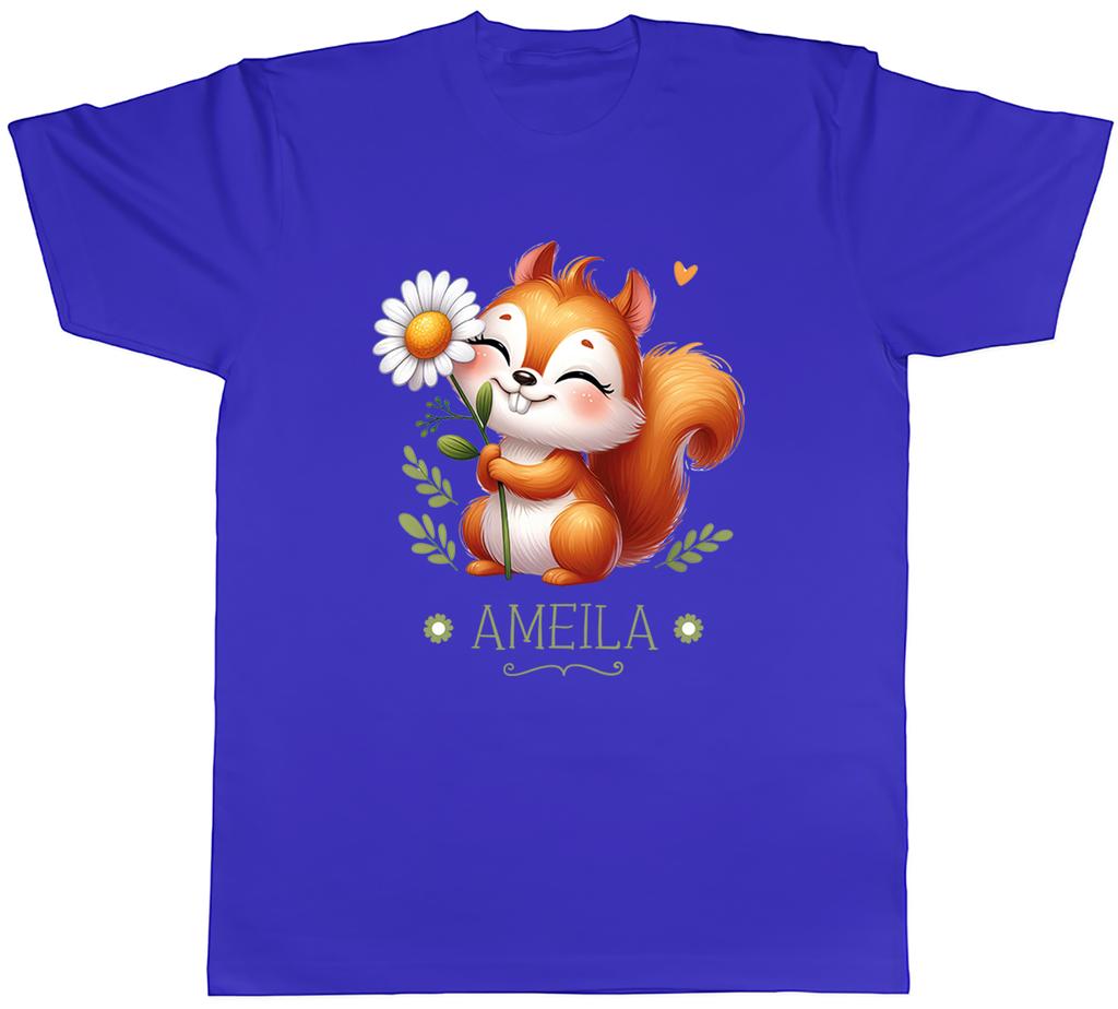 Personalised Squirrel Daisy Flower Unisexs TShirt Forest Animal Floral Tee Gift