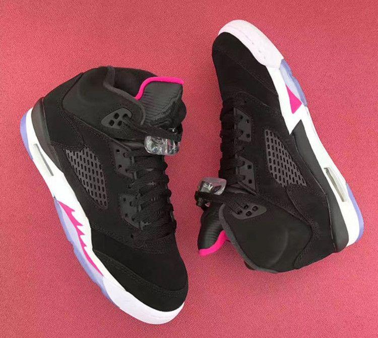 Kids' Sneakers Nike Jordan 5 Retro Black Deadly Pink (GS) Black/Black-Deadly Pink-White