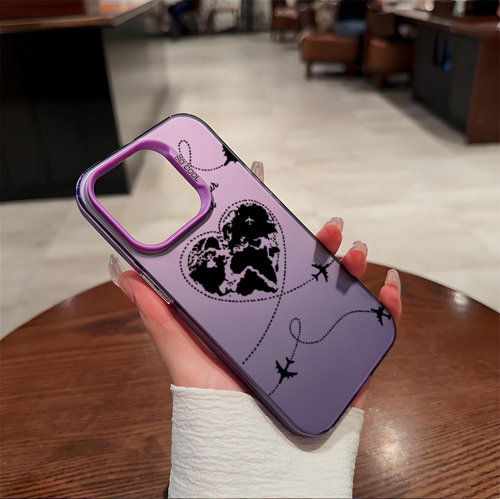 New love plane couple iPhone17 mobile phone case Apple 16Pro anti-drop IMD color silver 15pm