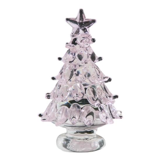 Romantic Christmas Atmosphere Decor Hand Blown Glass Tree Figurine, Faux Crystal Holiday Tabletop Ornament, Festive Seasonal Home Accents Miniature