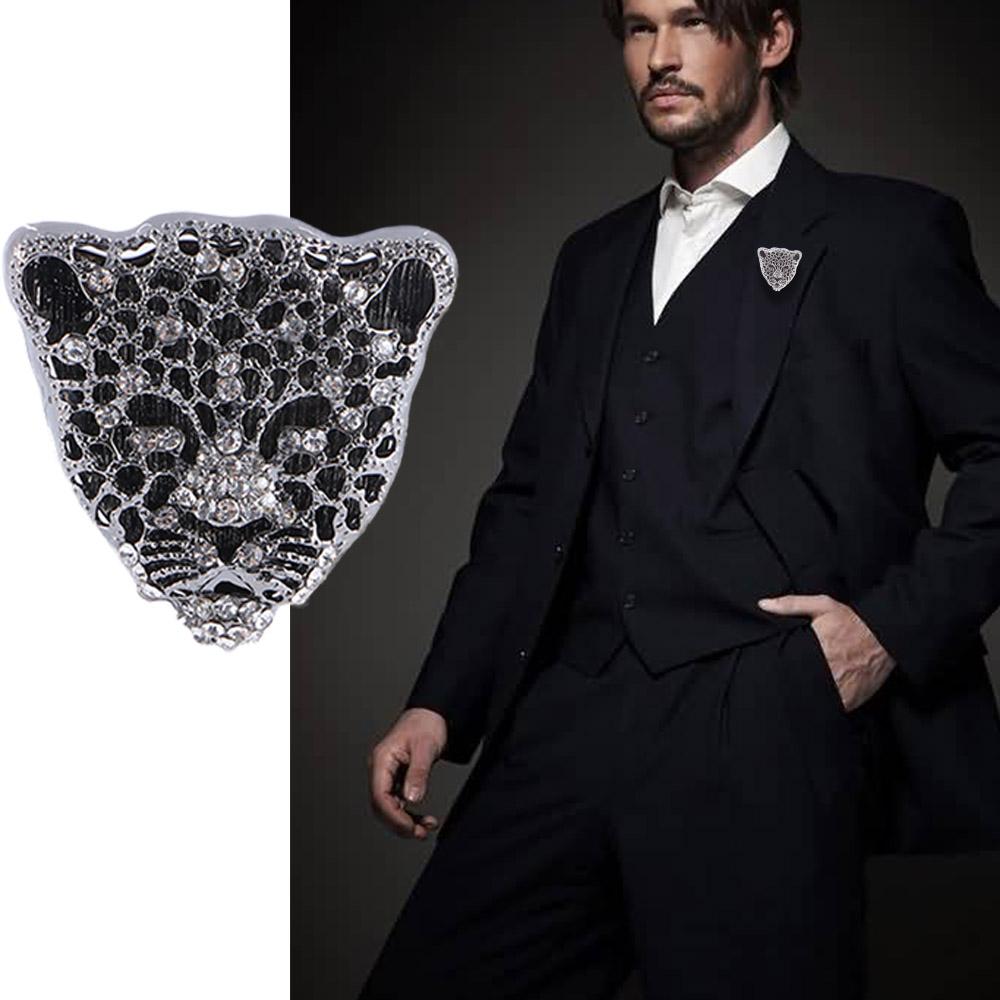 Роскошные стразовые полые ретро мужские украшения стразовая брошь мужские значки брошь леопард