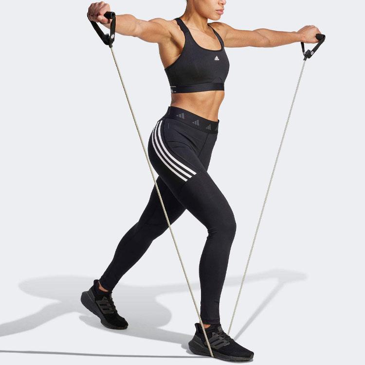 Adidas Женские леггинсы для фитнеса Techfit Hyperglam с высокой талией и цветными блоками, черные HY4146