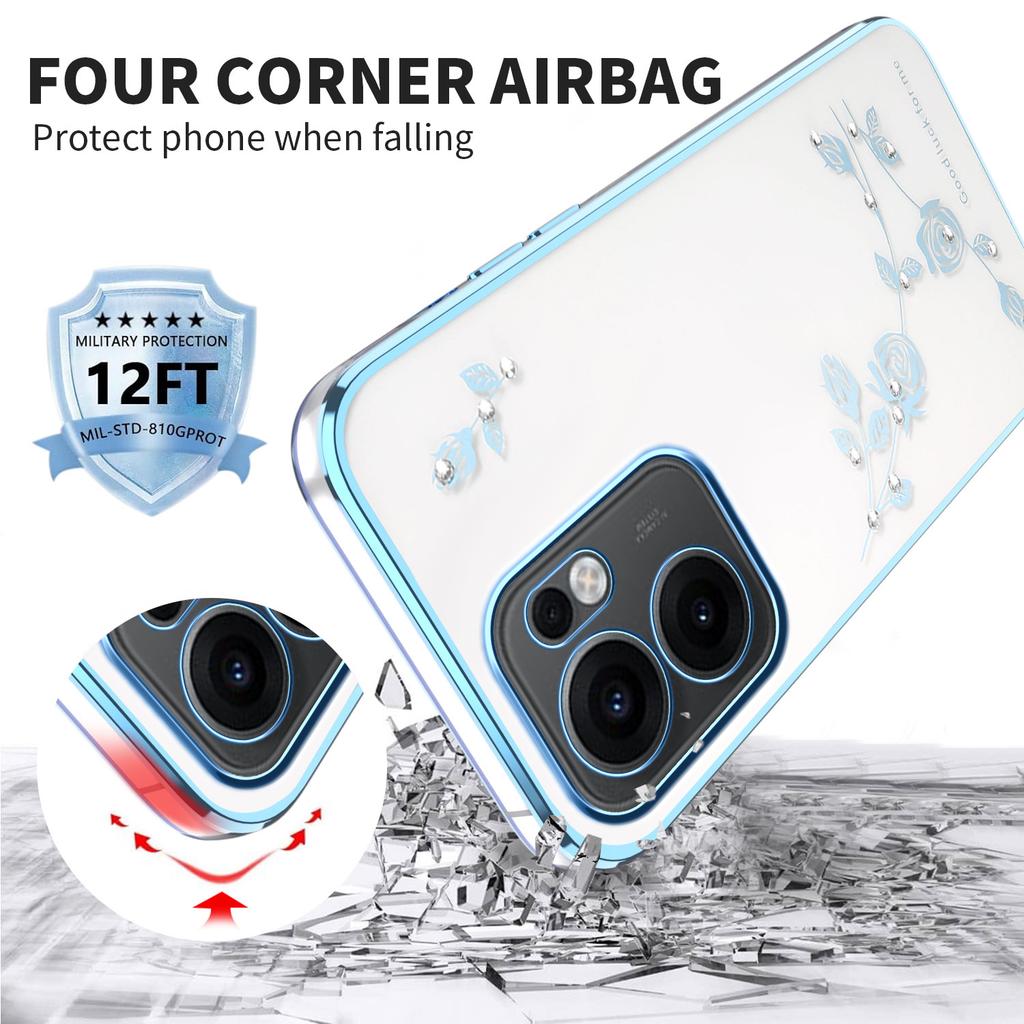 KADEM For Oppo Reno13 F 5G (Reno 13 FS 5G)/4G Case Flower Rhinestone Decor Electroplating TPU Phone Cover
