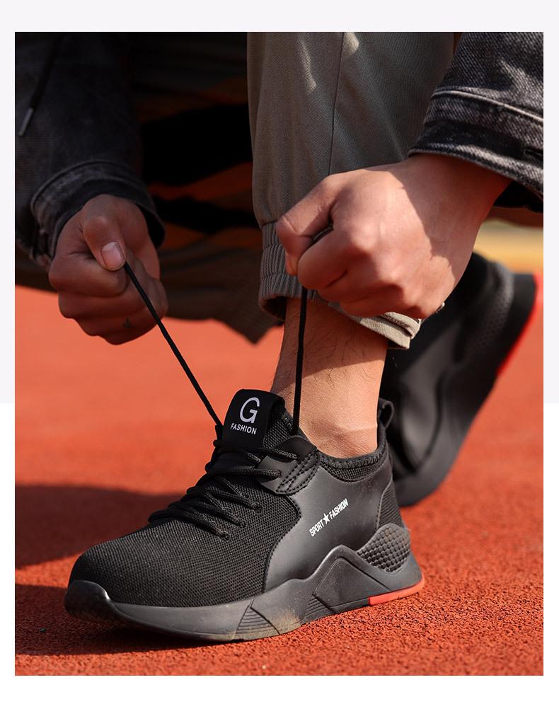 Мужские всесезонные защитные ботинки со стальным носком, защита от ударов и проколов, дышащая ткань с большой буквой G, резиновая подошва