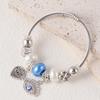 Кулон «Древо Жизни» от Temu с браслетом-бэнглом в стиле Pandora из нержавеющей стали, Модный браслет DIY из бусин.