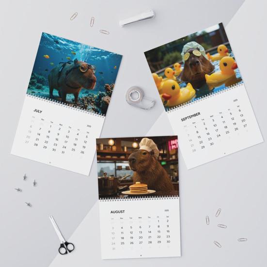 2025 Capybara Wall Calendar 12 Month Planner Capybara Calendar Hanging Animal Monthly Calendar Gift for Capybara Lovers