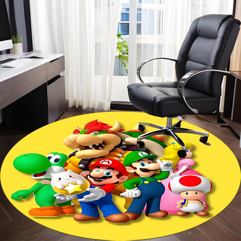 1 шт. Круглый коврик для офиса Mario Bros, Нескользящий, Мягкий и прочный офисный коврик для декора интерьера, Идеально подходит для офиса, Красивое украшение