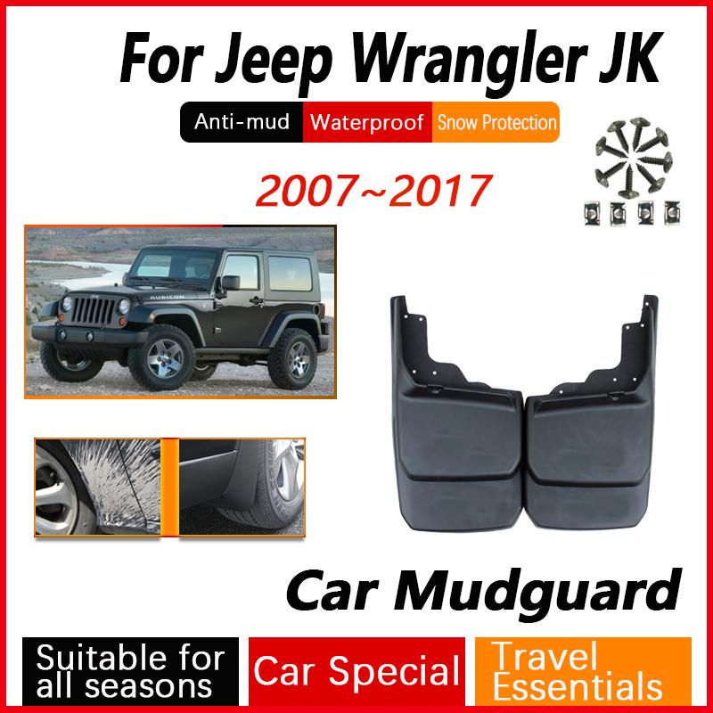 4PCS Car Wheel Fenders For Jeep Wrangler JK 2007~2017 Antifreeze Flare Mudguard Flaps Splash Mud Guard Mudflaps Auto Accessories