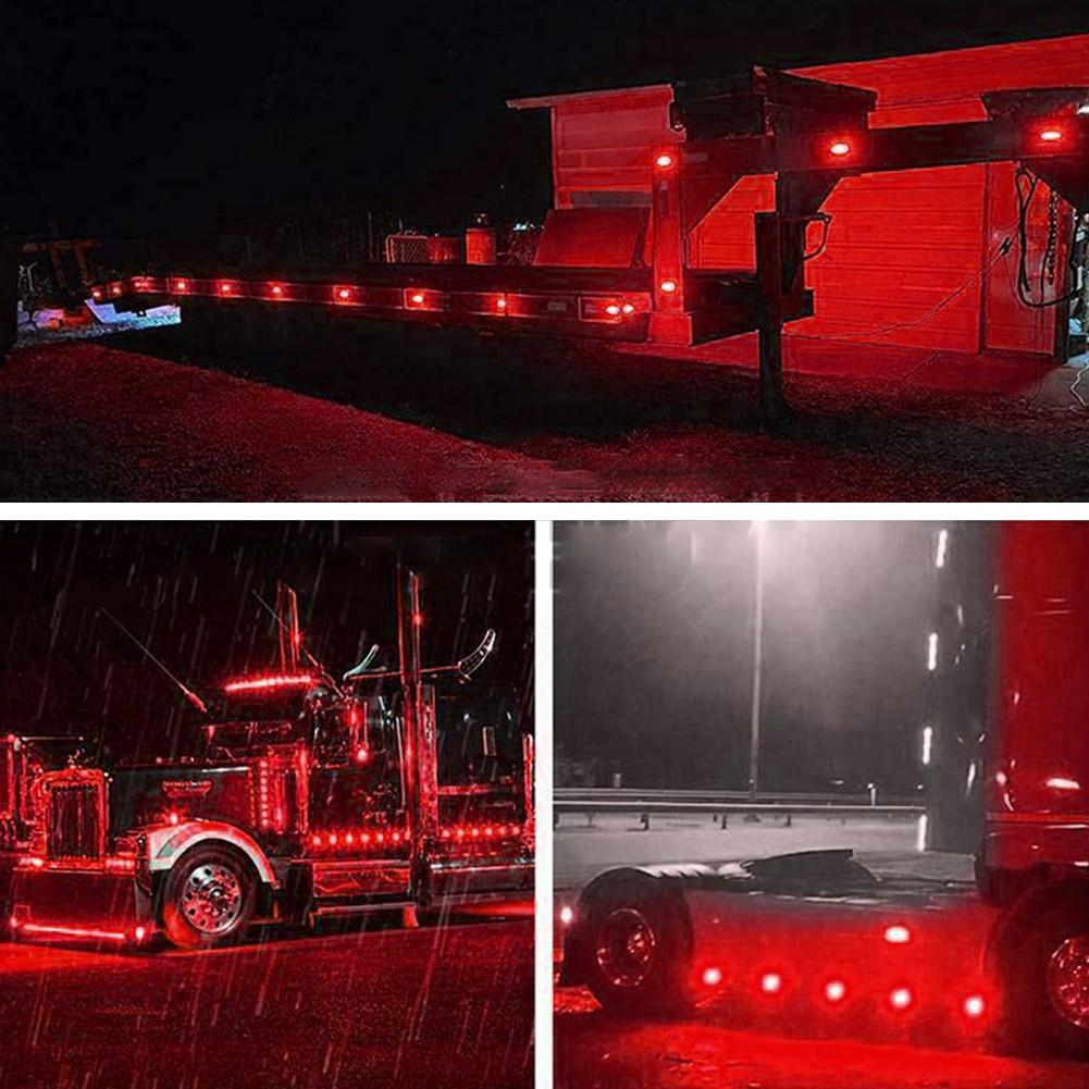2 шт., боковой габарит, прицеп, грузовик, автофургон, светодиодная лампа, красная водонепроницаемая 12/24 В