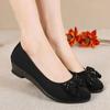 Spring Autumn New Women Office Shoes Ladies Low Heel Pumps Bow Black Wedges Comfortable Heels Formal Work Mom Round Toe Footwear
