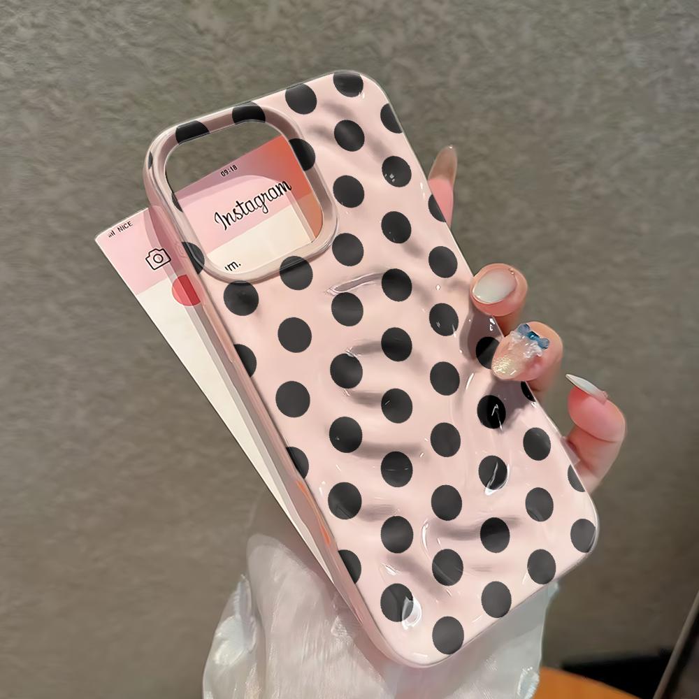 Черный Чехол из Силикона в Горошек Однотонный Для Iphone 15 14 13 11 12 17 Plus 16 Pro Max Простой Минималистичный Чехол