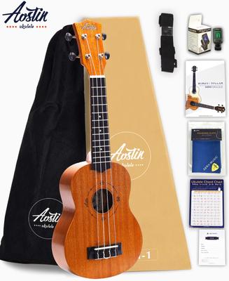 Aostin Austin сопрано укулеле комплект из красного дерева с инструкцией UMI-1 (Гарантия на 8 деталей, тюнер, книга и т. д.)