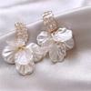  Imitation Shell Dangle Earrings White  Zirconia Flower Bridal Earring Party Accessories For Women