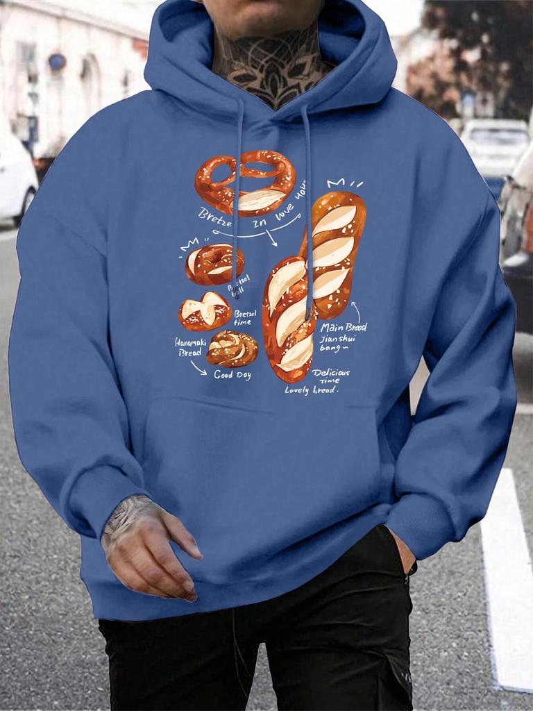 Delicious And Rich Alkaline Bread Print Male Hoodie Casual Soft Streetwear Pocket Fleece Hoody Hip Hop Multicolor Mens Pullover